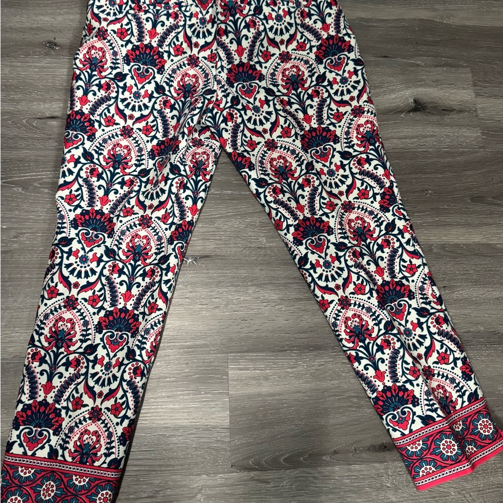 LOFT Riviera Pants Marisa FitVibrant Pink and Blue Floral Pants